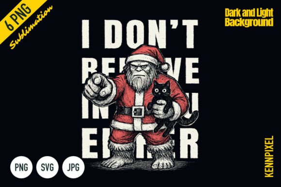 Bigfoot Santa and Cat Shirt SVG PNG Review