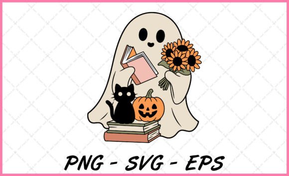 Cute Ghost Books Flower Cat Pumpkin SVG