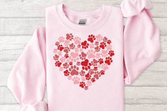 Dog Valentine SVG, Paw Heart SVG, Cat Review