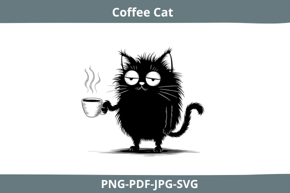 Funny Coffee Cat PNG SVG Cat Clipart I Review