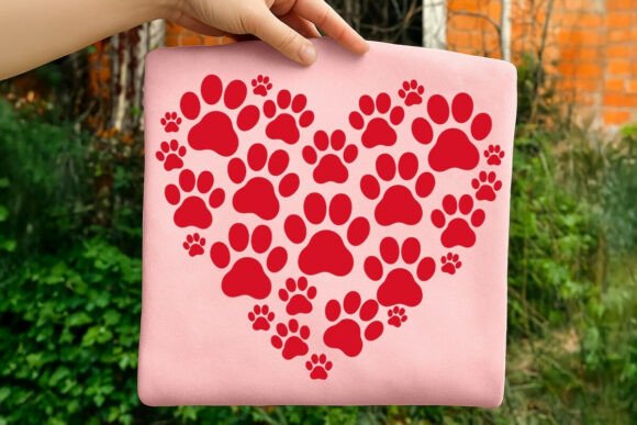 Paw Print Heart Svg for Embroidery Projects