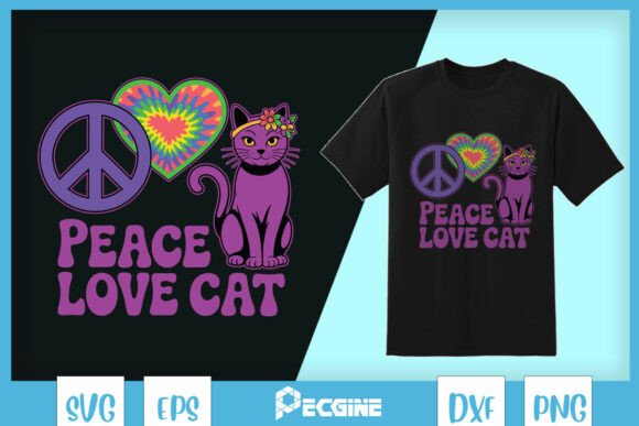 Peace Love Cat Hippie Cat Funny SVG Review
