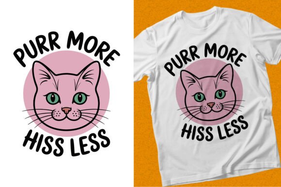 Purr More Hiss Less SVG Cat Illustration Review