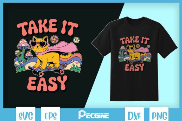 Take It Easy Hippie Cat Funny SVG Review